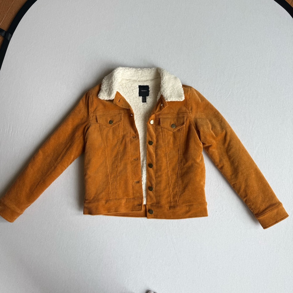 Forever 21 Orange Corduroy Sherpa Jacket